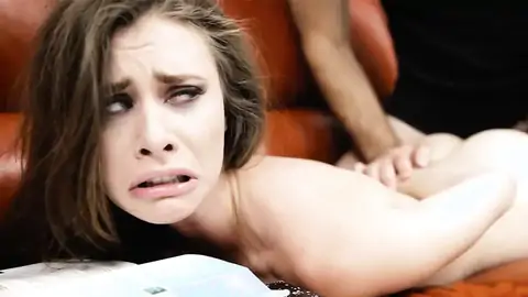 Stepdaughter Anya Olsen is disciplined by her parent's man rod