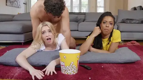 Kira Noir is romped while her platinum-platinum-blonde pal is next to her