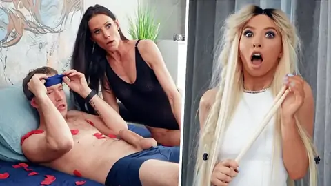 Eyes covered man getting a mitt-job by Kenzie Reeves