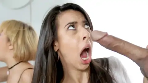 Black-haired and a light-haired are sharing rigid-ons in a 4some